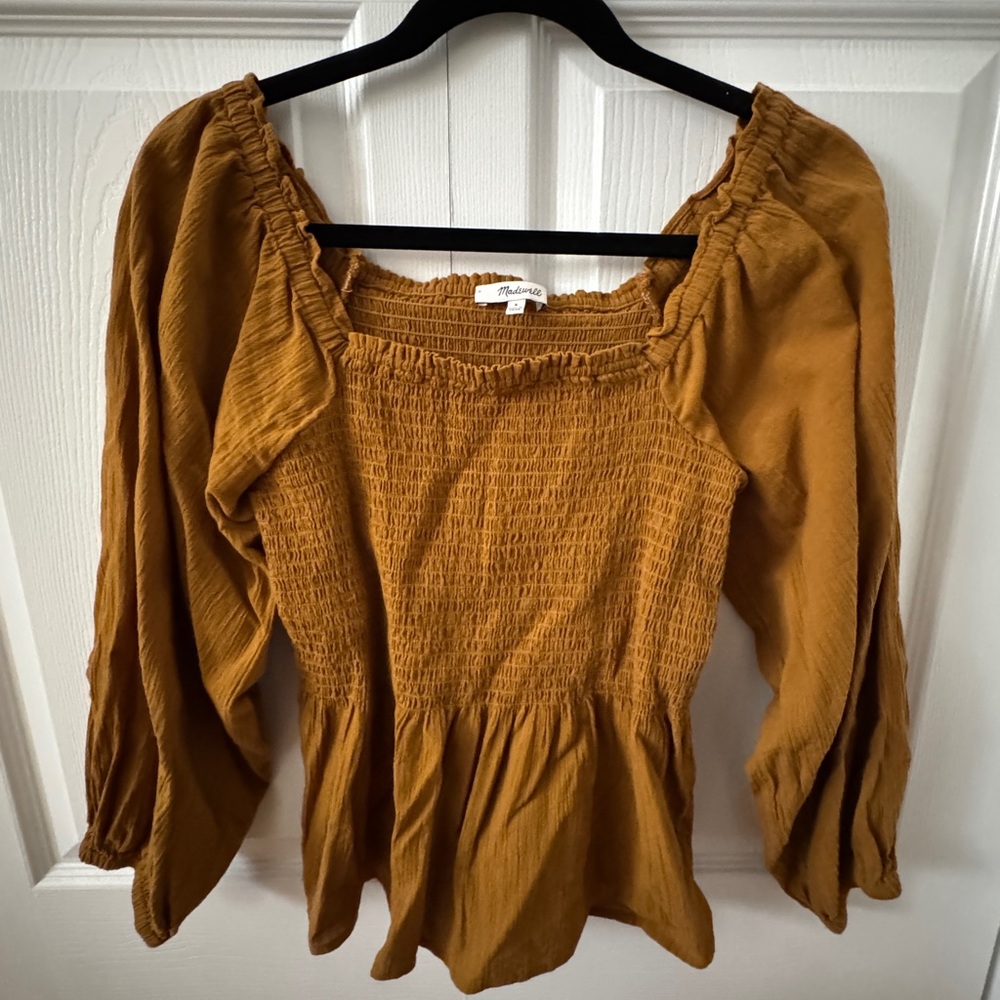 Madewell Smocked Peplum Top